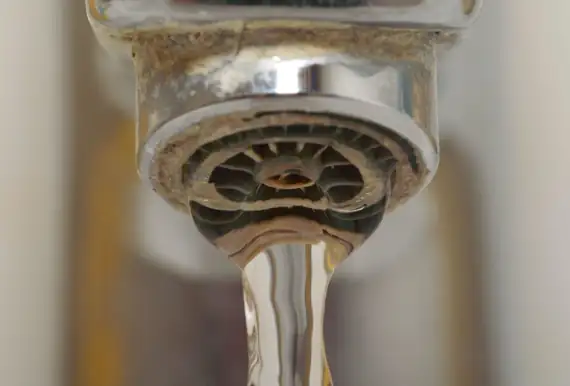 Limescale accumulation on a tap