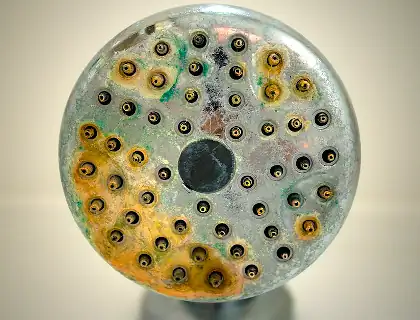 Shower head showing bacteria growth