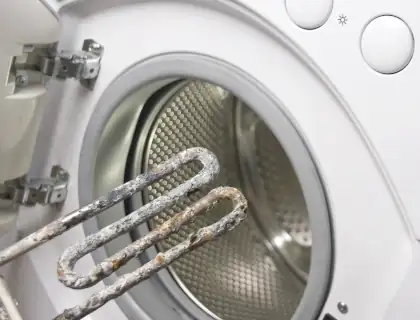 Lime encrusted washing machine heating element
